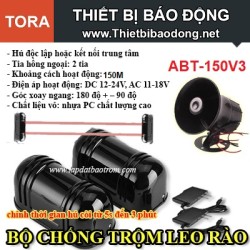 Bộ báo trộm chống leo hàng rào bằng tia laze ABT-150V3 150 mét, tiếng hú lớn